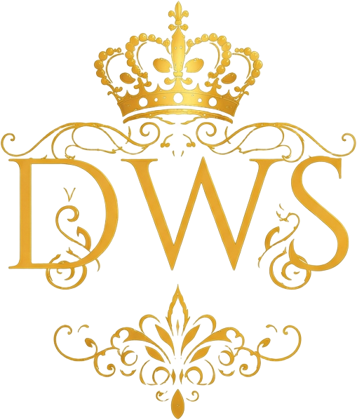 Dame Wonder Shop gold crown and DWS logo
